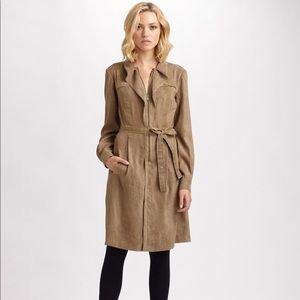Elie Tahari Natural Suede Tie Belt Dress Chic Work